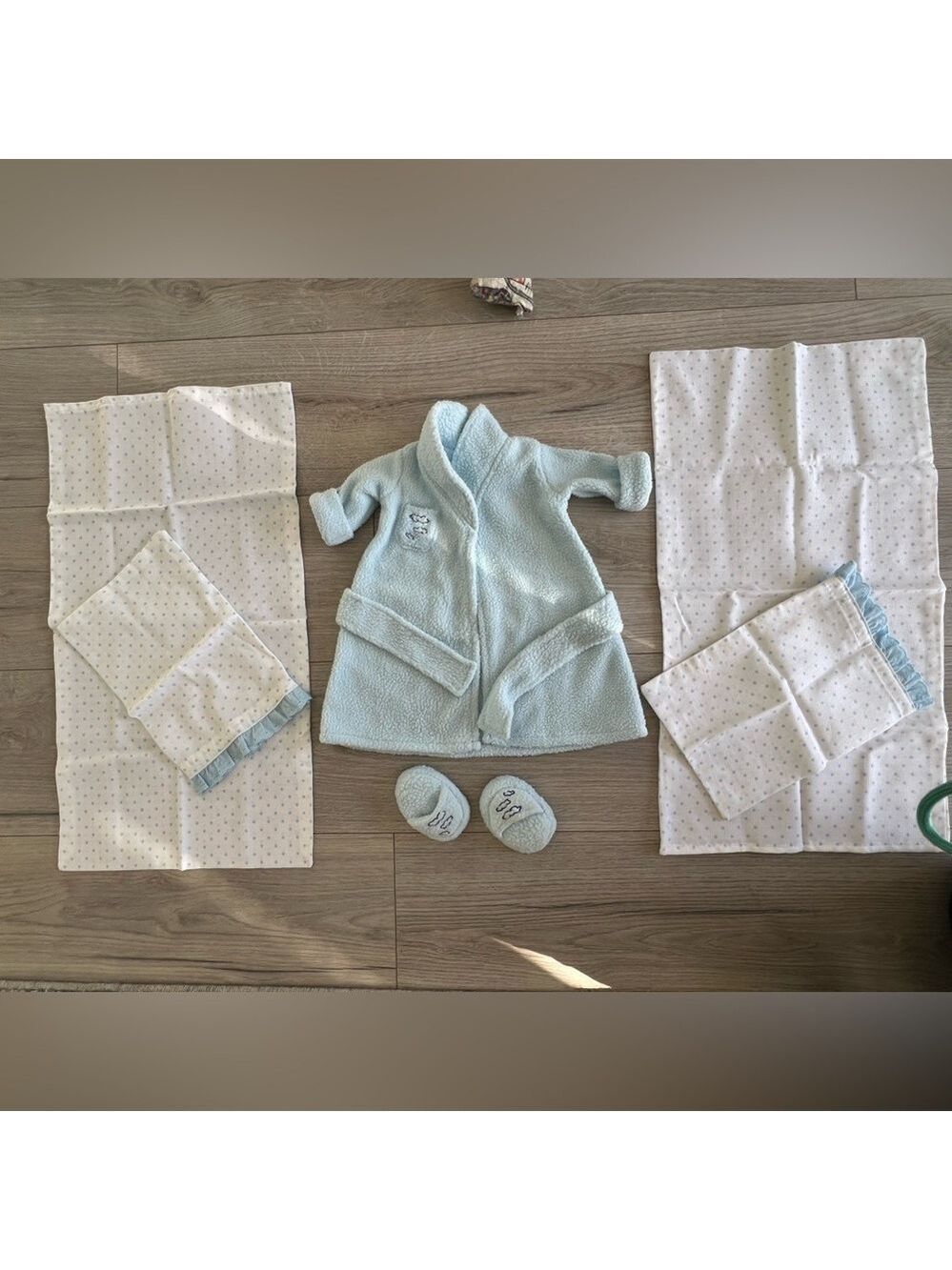 Doll Clothes for 18” doll like American Girl Blue Sleeping Sheets And Robe